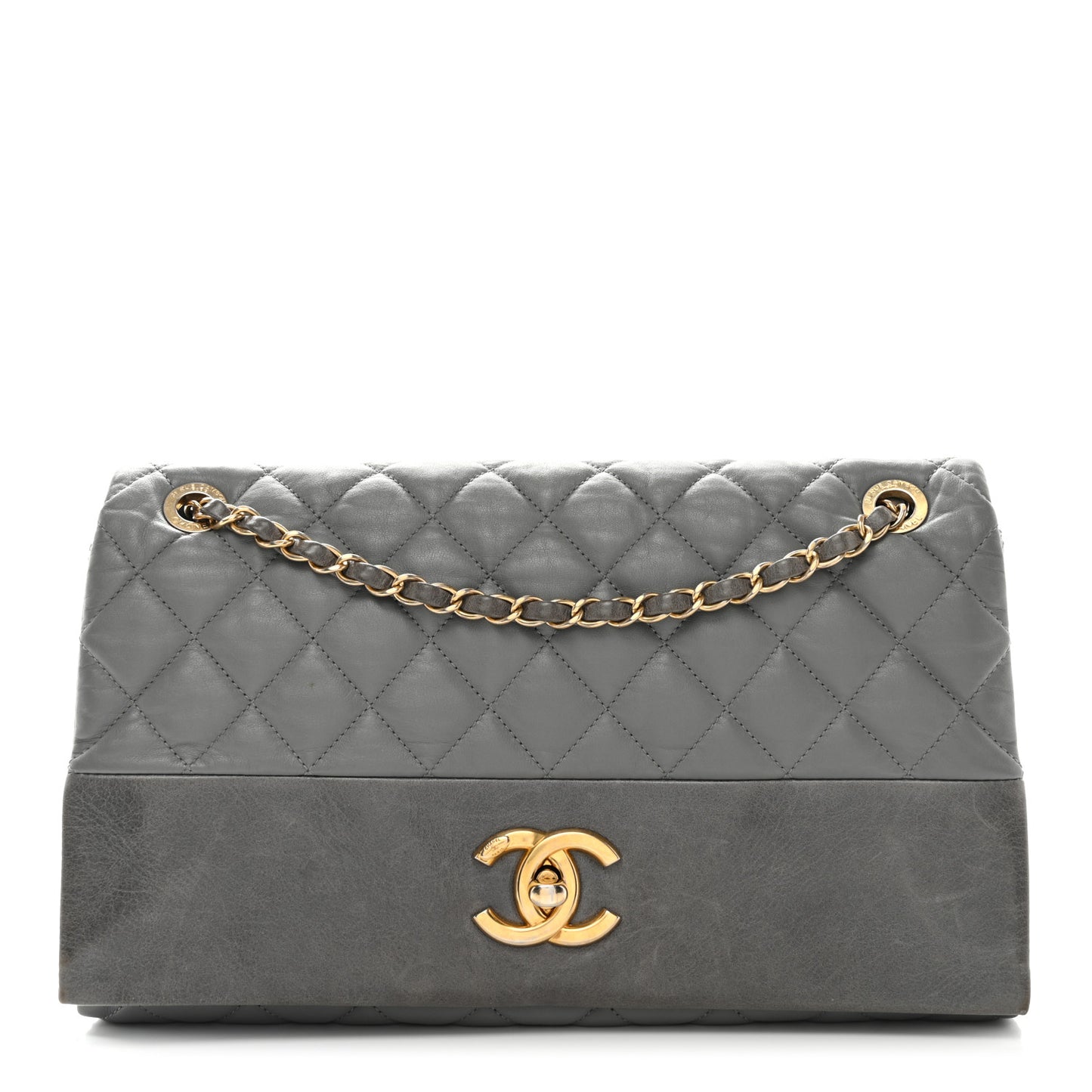 Calfskin Quilted Jumbo Soft Elegance Flap Grey