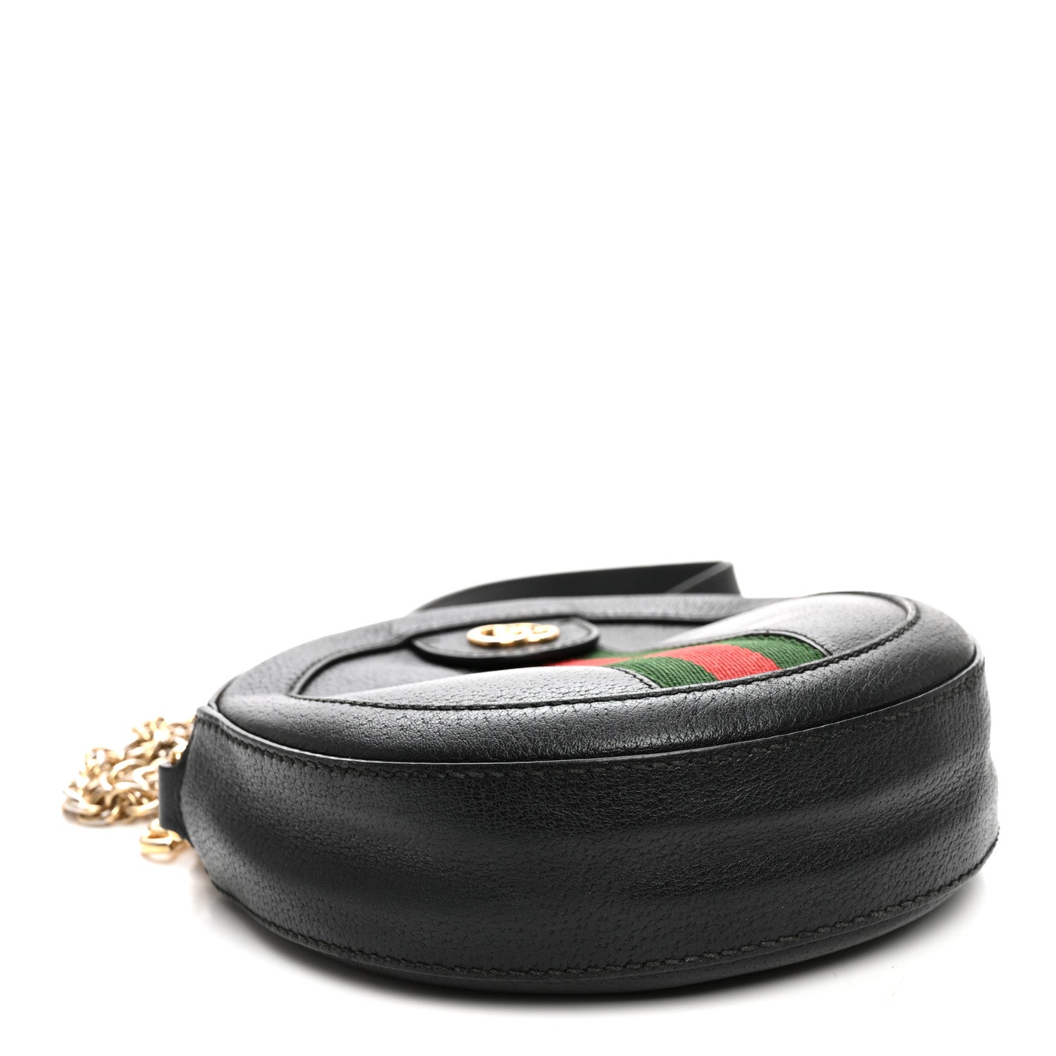 Gucci Grained Calfskin Web Mini Ophidia Round Shoulder Bag Black 4 of 13