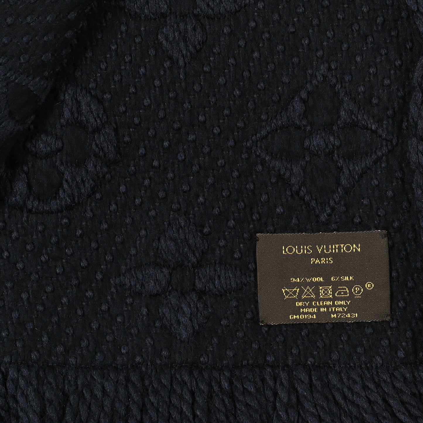 Wool Silk Logomania Scarf Charcoal