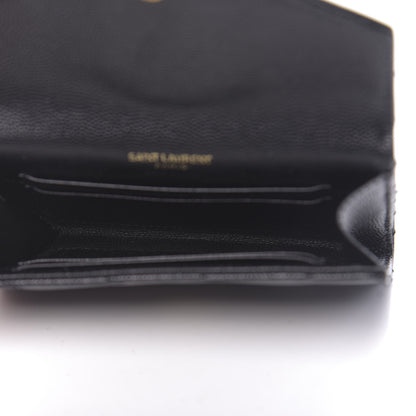 Saint Laurent Grain De Poudre Matelasse Chevron Small Monogram Envelope Wallet Black 5 of 6