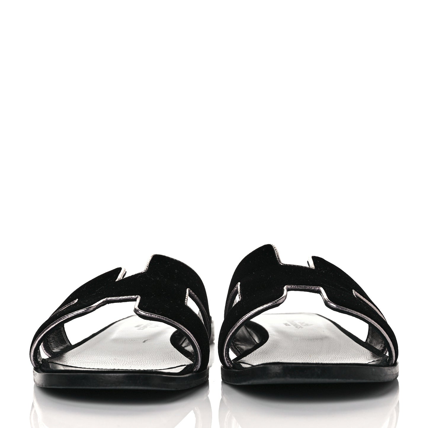 Velvet Nappa Oran Sandals 37.5 Black Argent Vieilli