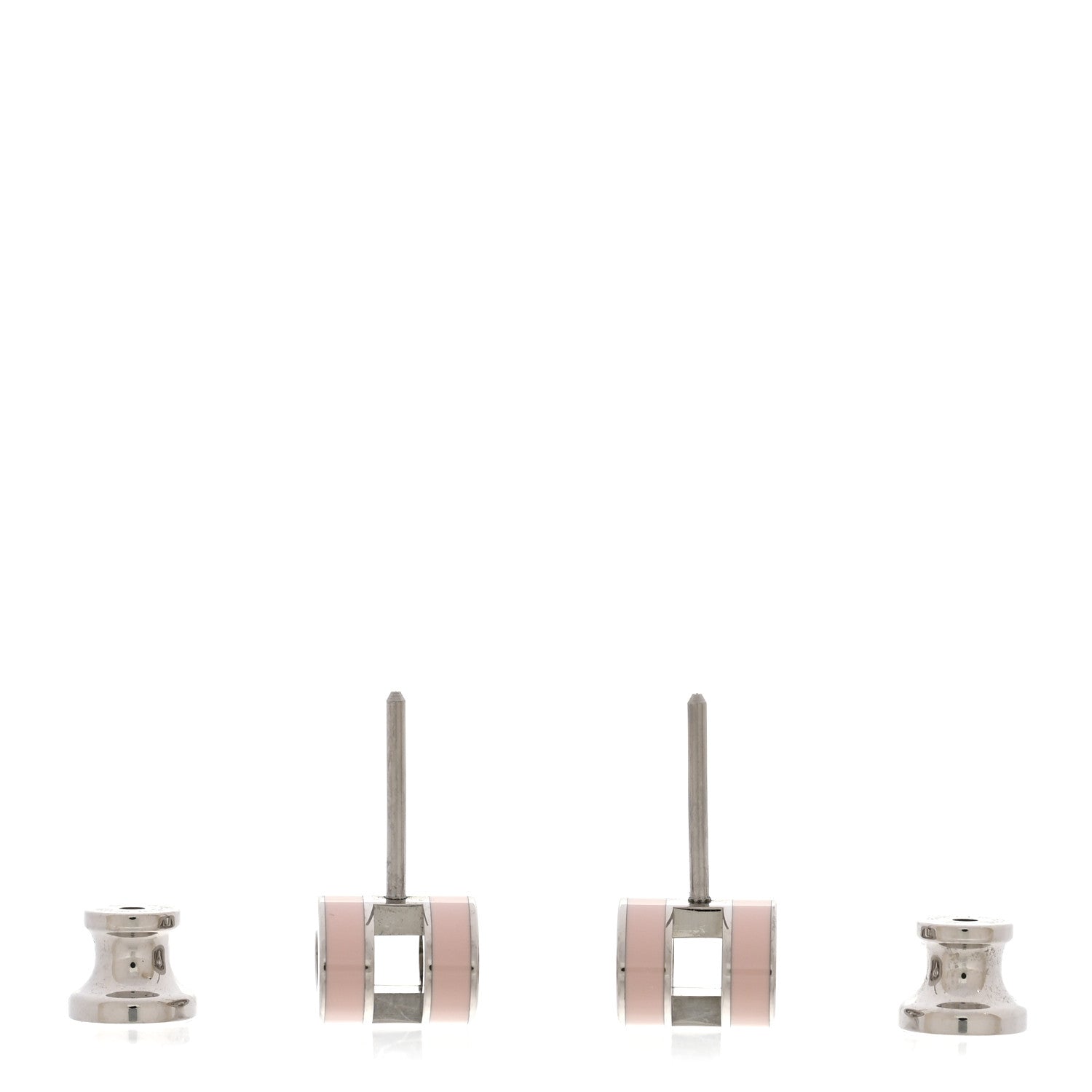 Hermes Palladium Lacquered Mini Pop H Earrings Rose Dragee 3 of 7
