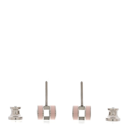 Hermes Palladium Lacquered Mini Pop H Earrings Rose Dragee 3 of 7