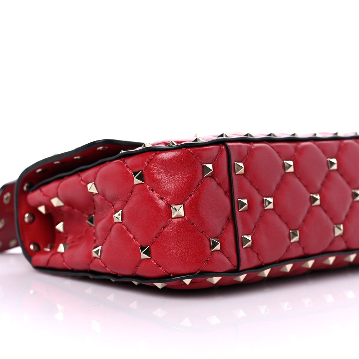 Valentino Garavani Lambskin Small Rockstud Spike Shoulder Bag Red 7 of 9