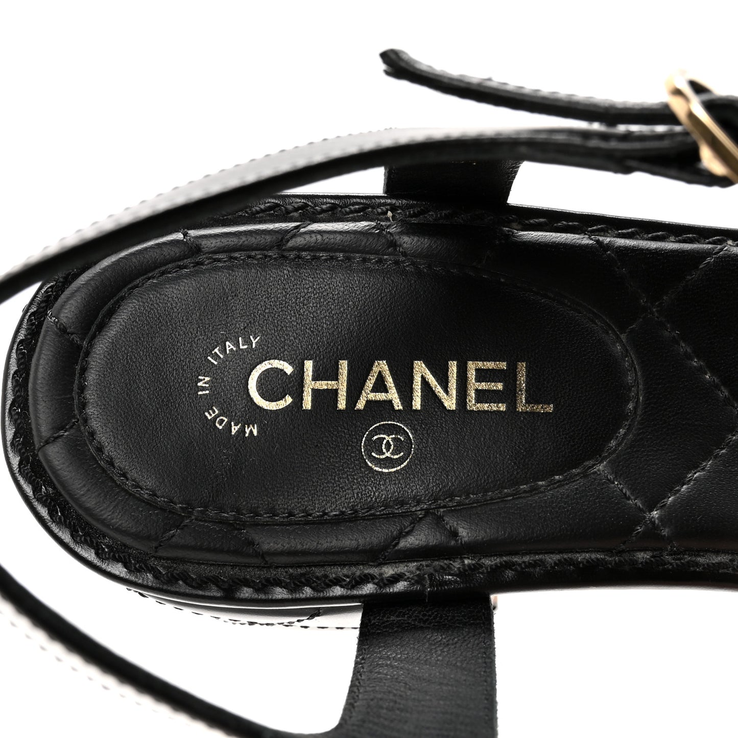 Calfskin Medallion CC Thong Sandals 38 Black