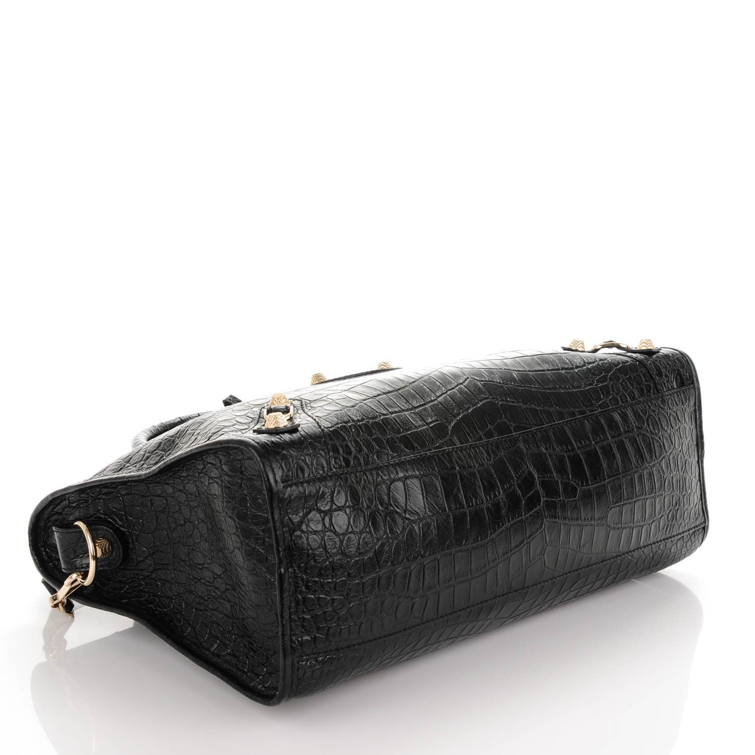 Balenciaga Calfskin Crocodile Embossed Giant 12 Gold Hardware City Black 4 of 8