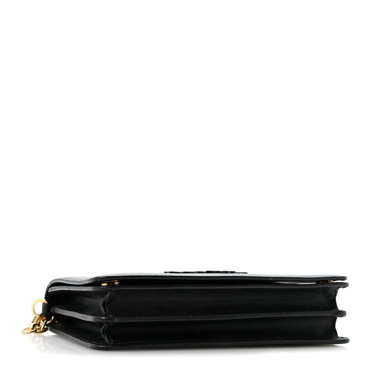 Saffiano Lux Monochrome Chain Wallet Black
