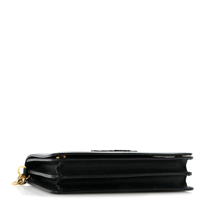 Prada Saffiano Lux Monochrome Chain Wallet Black 5 of 13