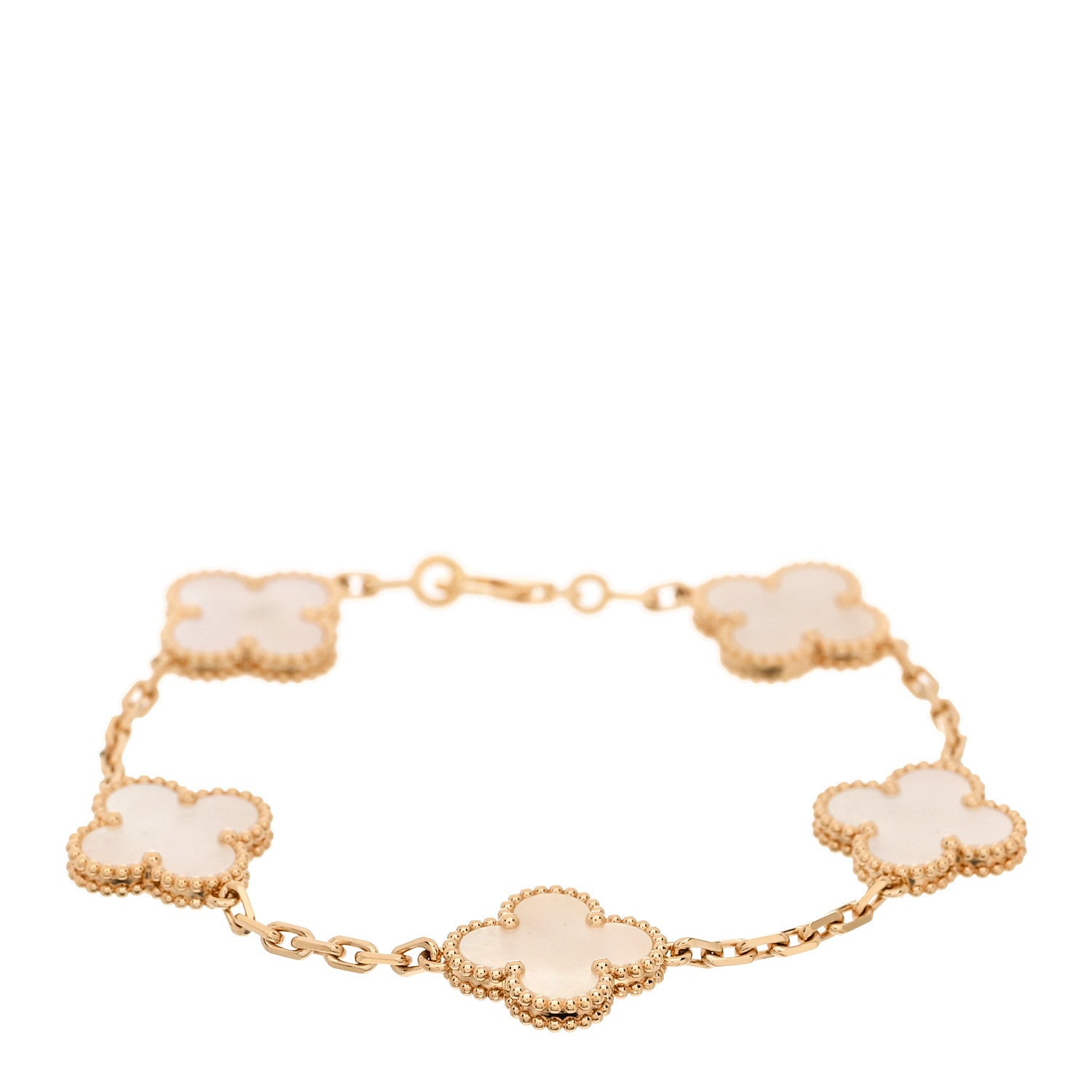 Van Cleef & Arpels 18K Yellow Gold Mother of Pearl 5 Motifs Vintage Alhambra Bracelet 1 of 5