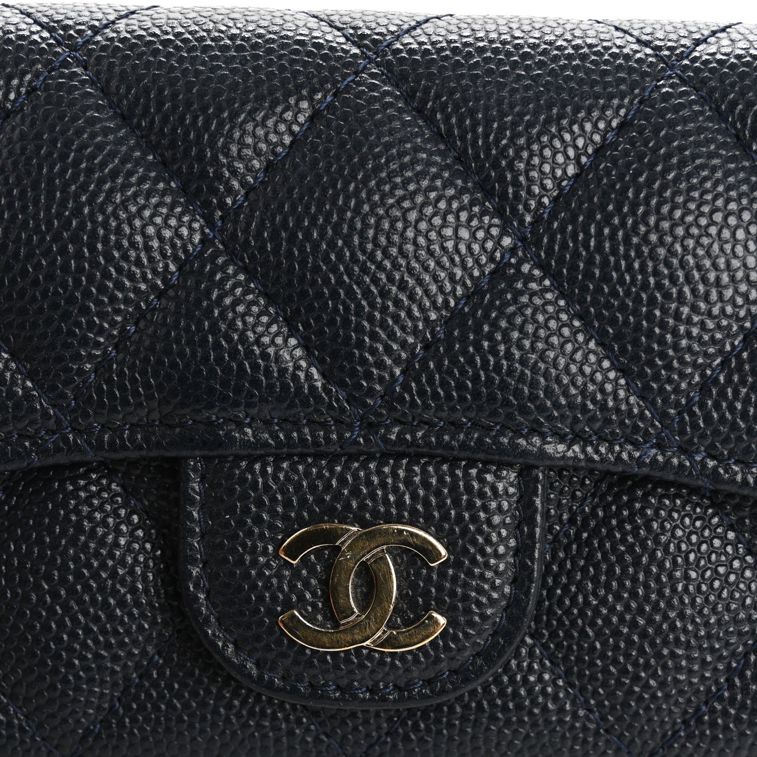 Chanel Caviar Quilted Flap Card Holder Wallet Navy Blue 9 of 9
