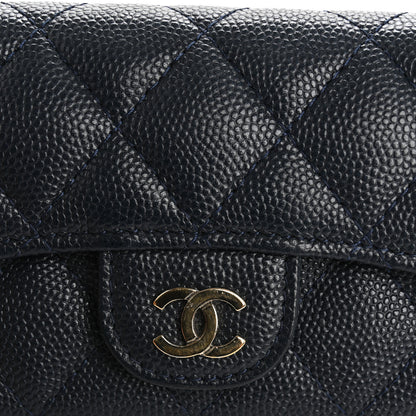 Chanel Caviar Quilted Flap Card Holder Wallet Navy Blue 9 of 9