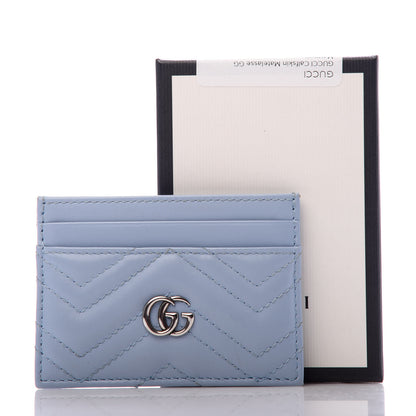Gucci Calfskin Matelasse GG Marmont Card Holder Porcelain Light Blue 7 of 7