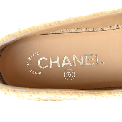 Chanel Braided Fabric Lambskin CC Espadrilles 37 Beige Black 8 of 10