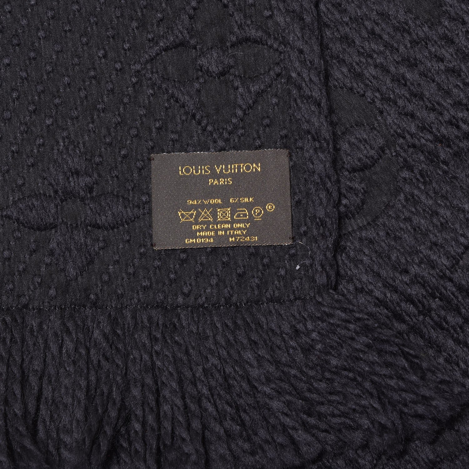 Louis Vuitton Wool Silk Logomania Scarf Black 3 of 3