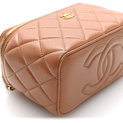 Chanel Lambskin Quilted Pearl Crush Small Vanity Case With Chain Beige 10 of 11