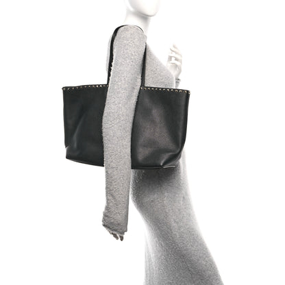 Valentino Garavani Grained Calfskin Rockstud Shoulder Tote Black 2 of 9