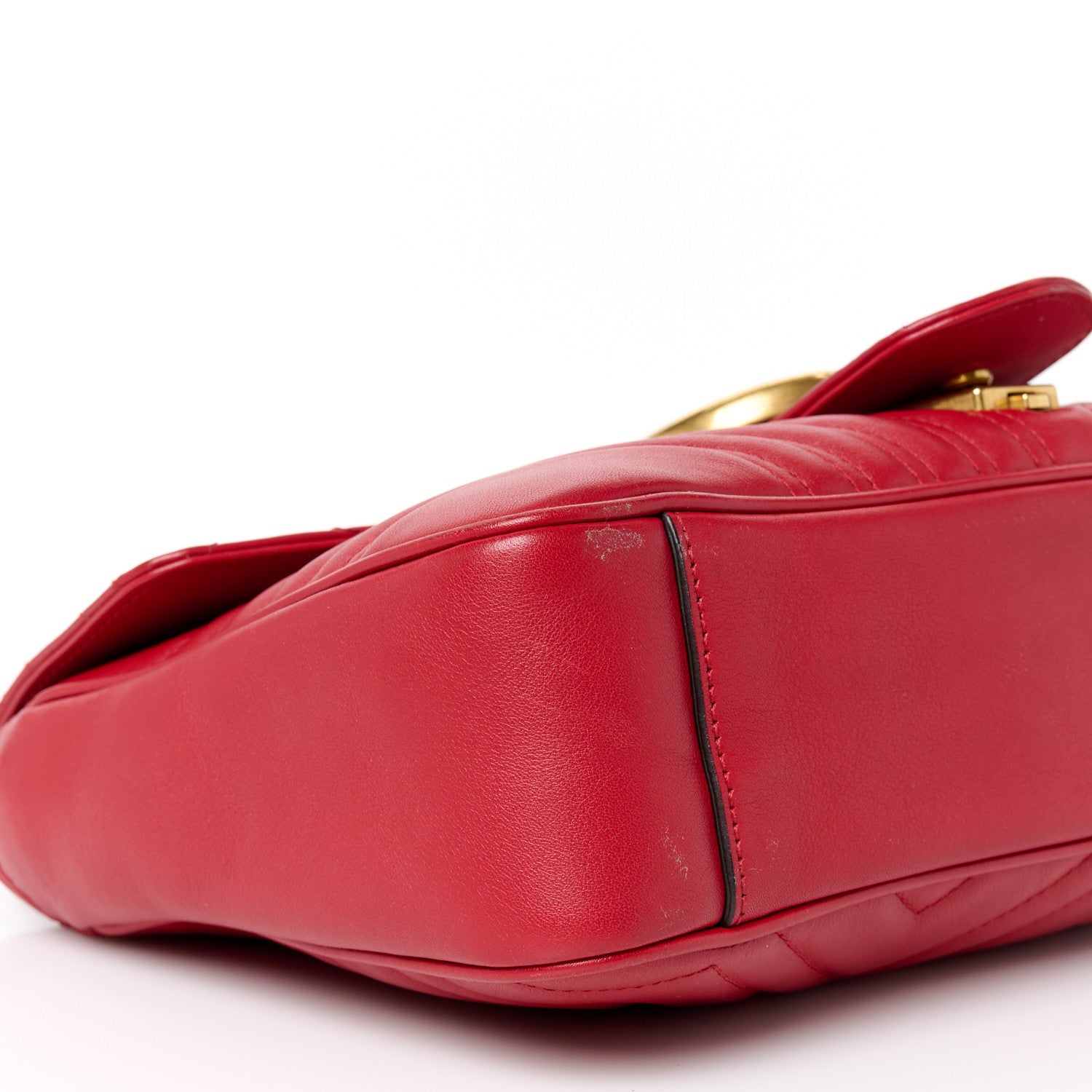 Gucci Calfskin Matelasse Medium GG Marmont Shoulder Bag Hibiscus Red 10 of 11