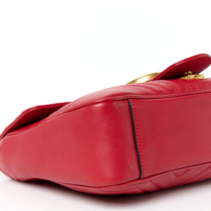 Gucci Calfskin Matelasse Medium GG Marmont Shoulder Bag Hibiscus Red 10 of 11