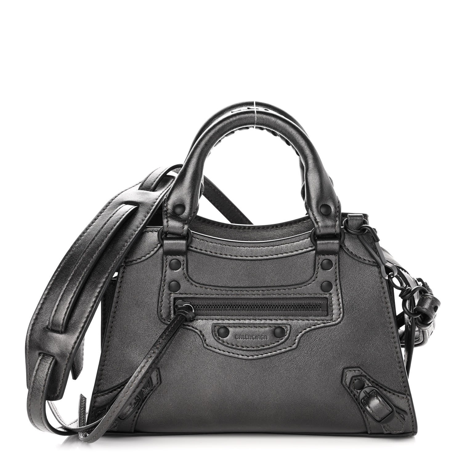 Balenciaga Smooth Calfskin Neo Classic Black Hardware Mini City Gunmetal 1 of 10