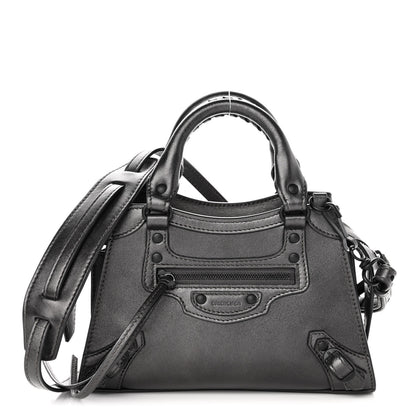 Balenciaga Smooth Calfskin Neo Classic Black Hardware Mini City Gunmetal 1 of 10