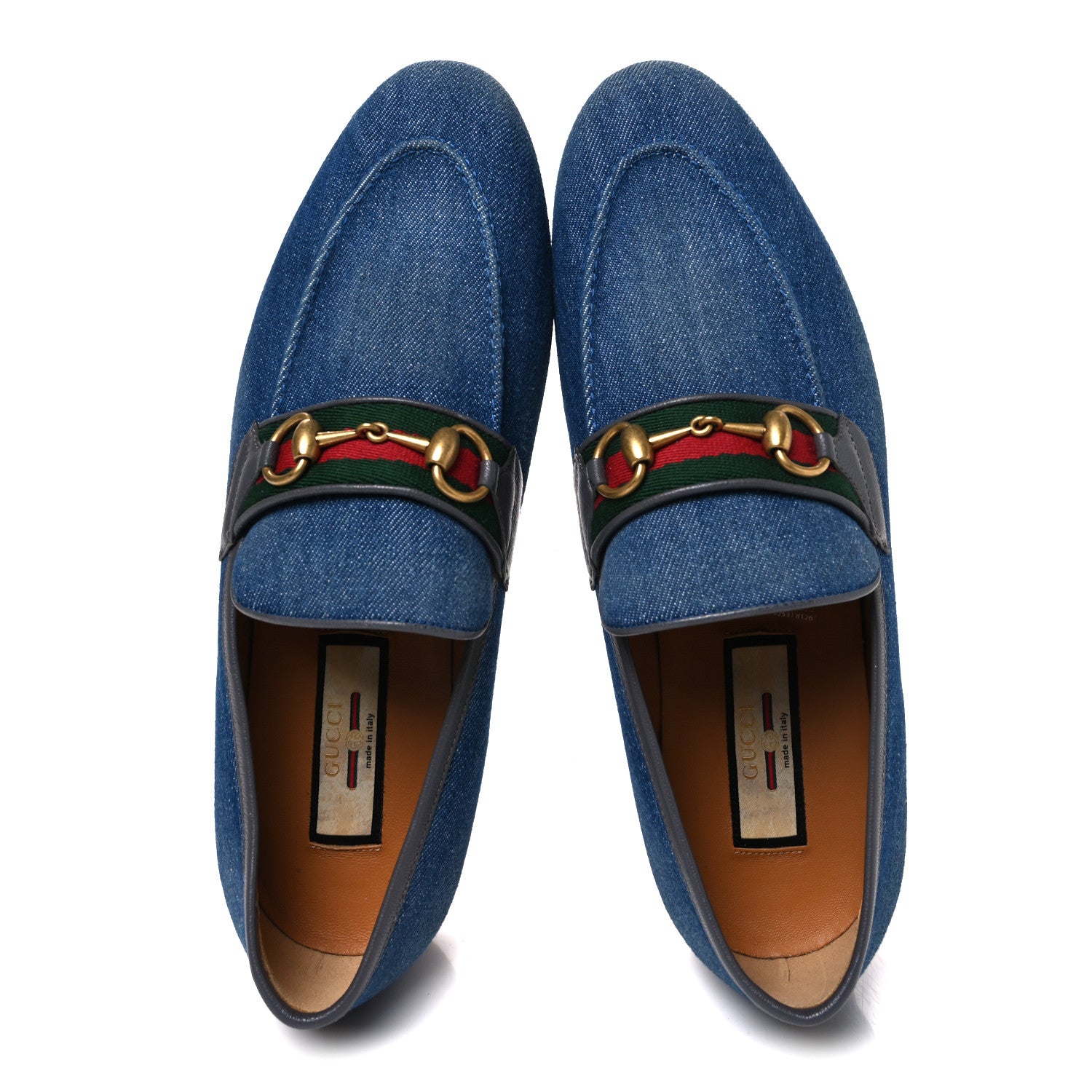 Gucci New Denim Delave Web Mens Horsebit Loafers 8 Blue 2 of 11