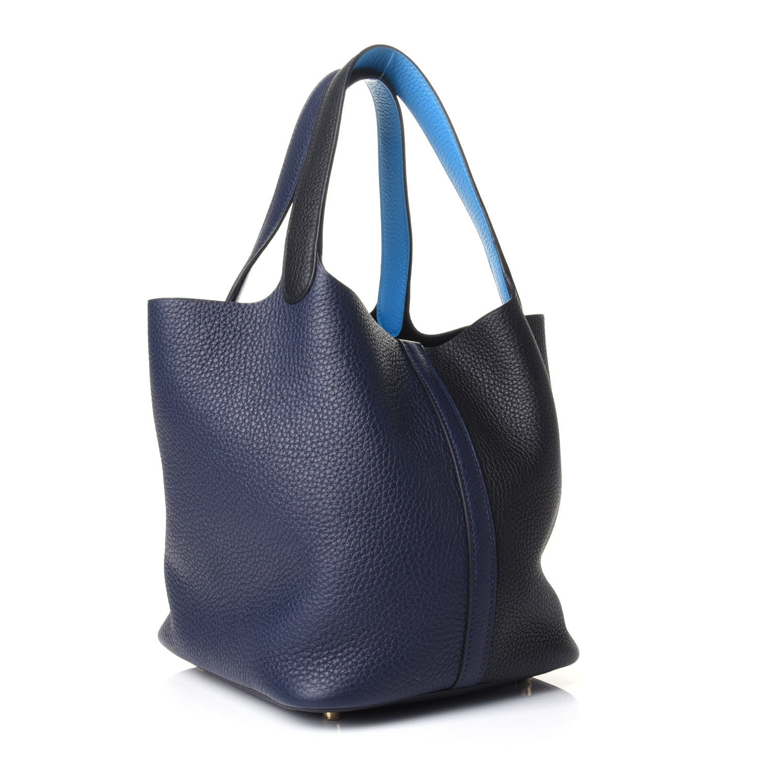 Hermes Taurillon Clemence Casaque Picotin Lock 22 MM Bleu Nuit Black Blue Frida 2 of 9