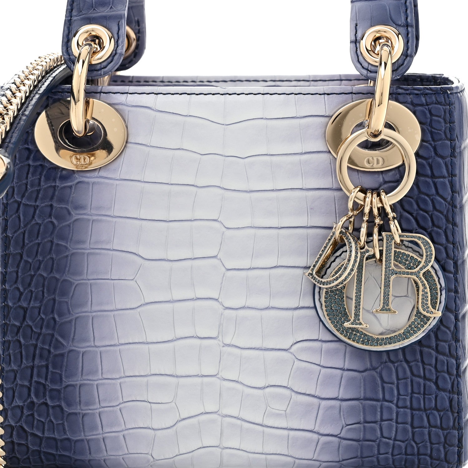 Christian Dior Crocodile Gradient Mini Lady Dior Dark Blue 8 of 10