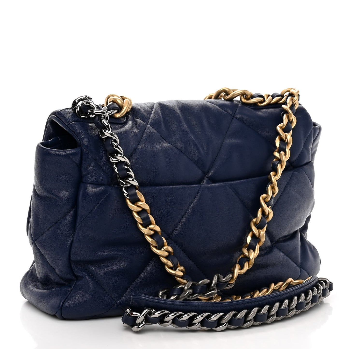 Goatskin Quilted Large Chanel 19 Flap Dark Blue