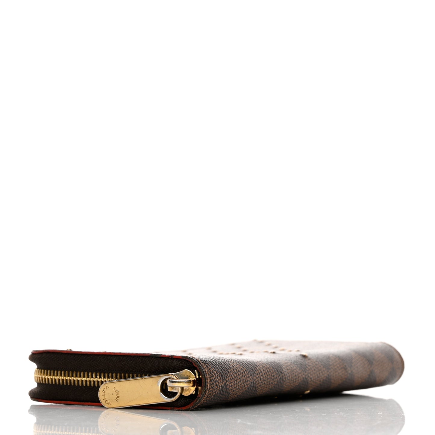 Damier Ebene Studded Zippy Wallet Cherry