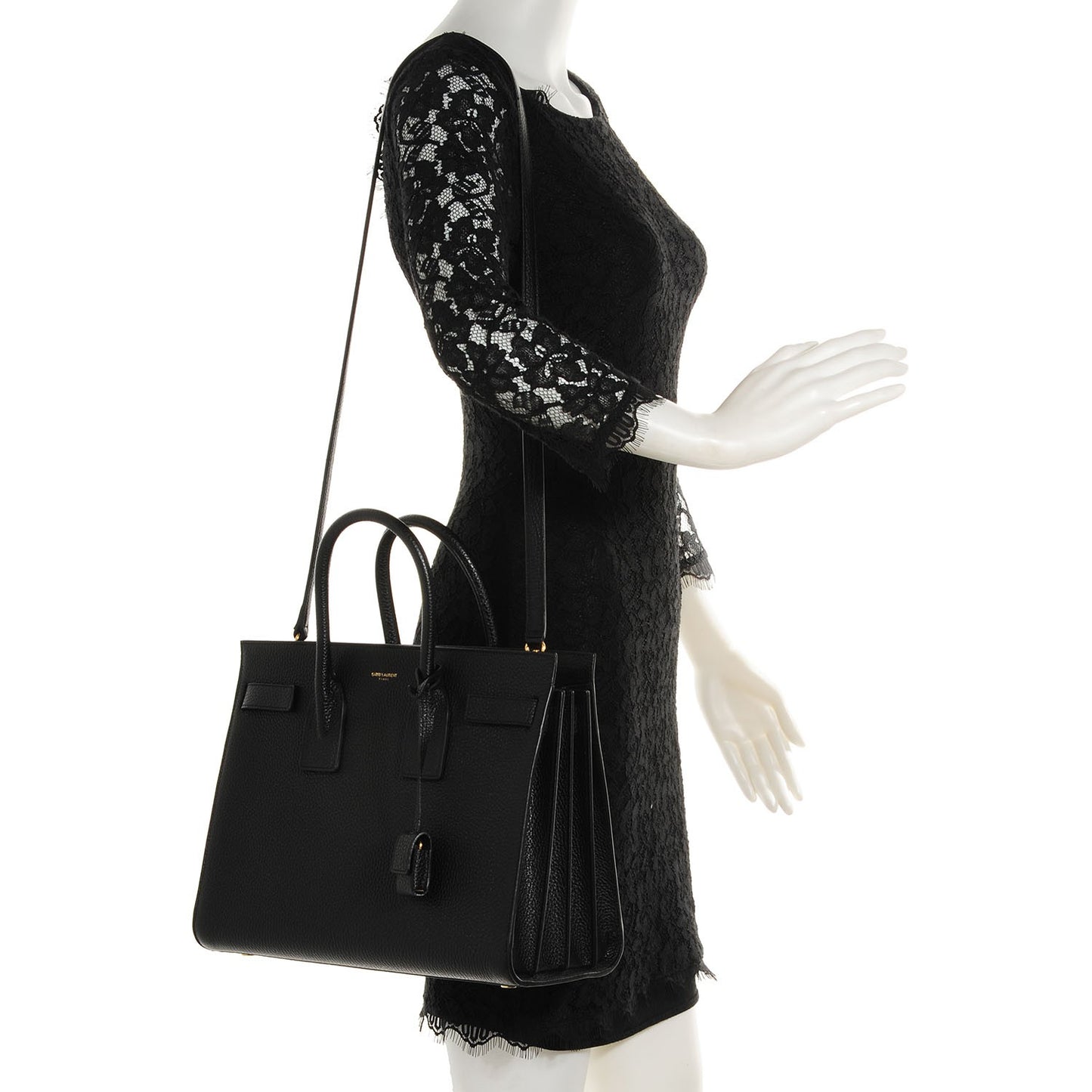 Grained Calfskin Small Sac De Jour Black