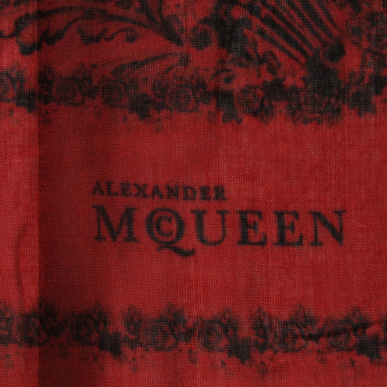 Alexander McQueen Modal Silk Scarf Red Black 4 of 6