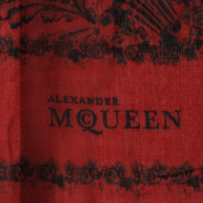 Alexander McQueen Modal Silk Scarf Red Black 4 of 6