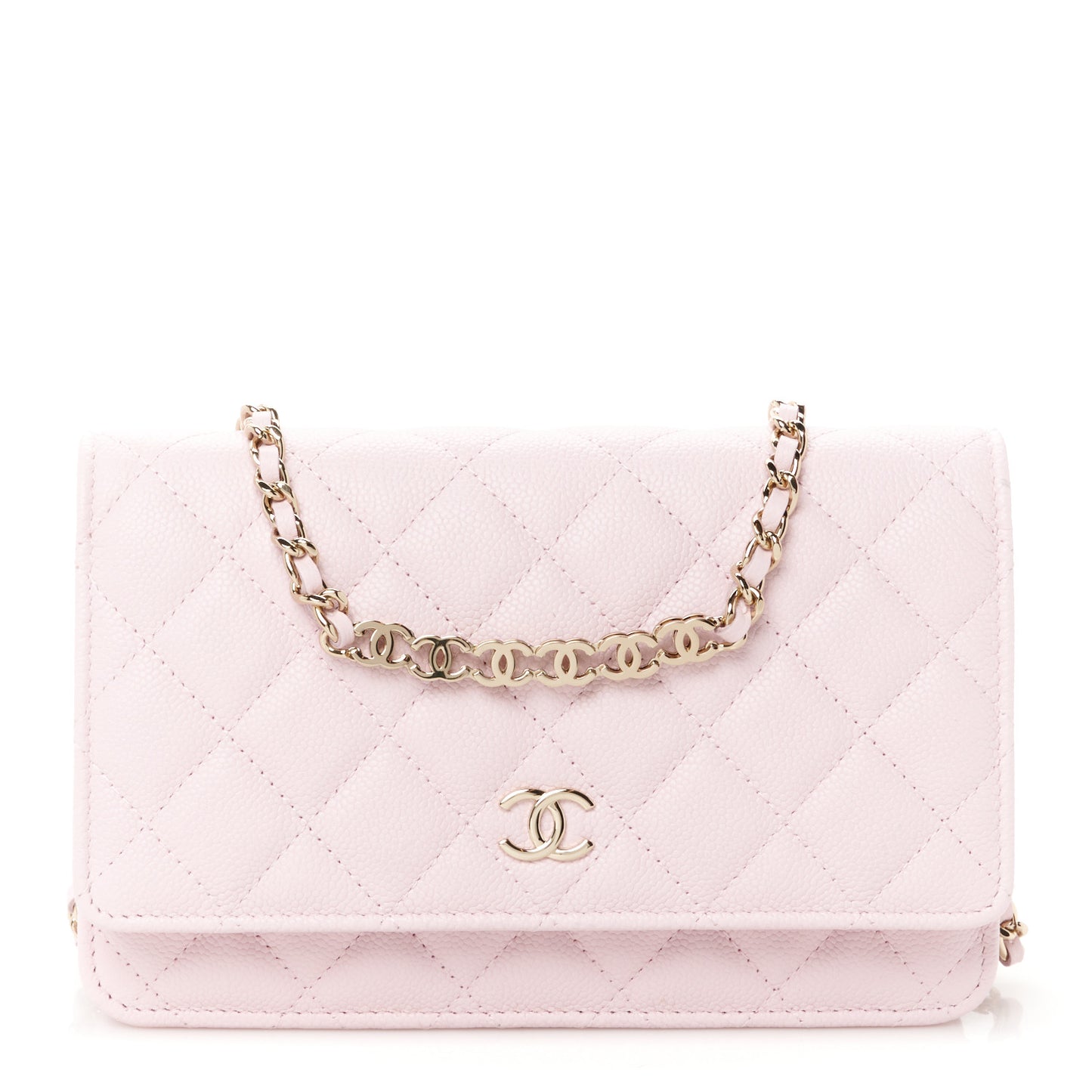 Caviar Quilted Tiny CC Wallet On Chain WOC Light Pink