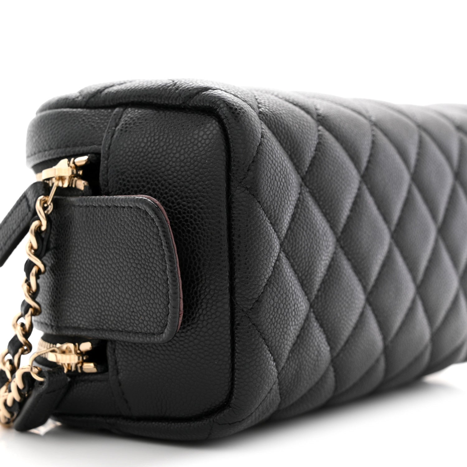 Chanel Caviar Quilted Double Zip Pouch Cosmetic Case Black 9 of 10