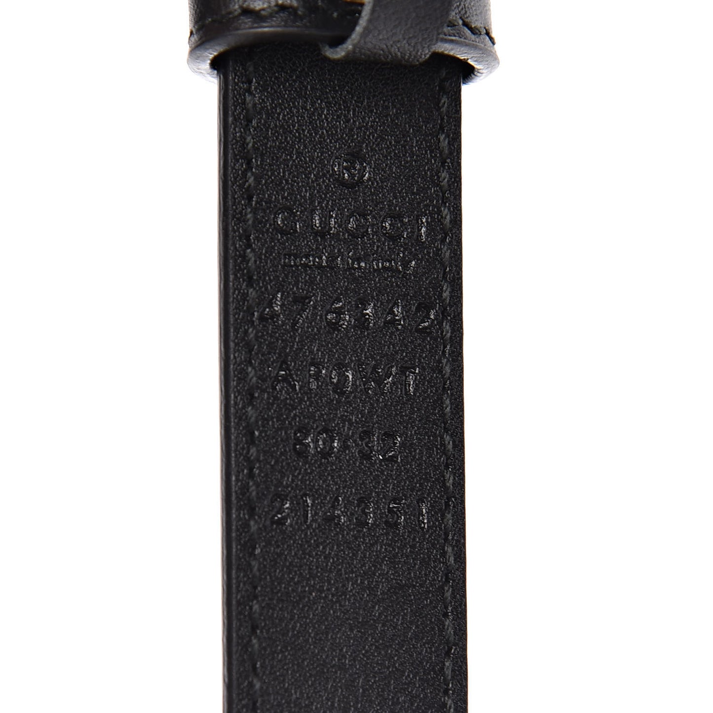 Moon Calfskin Pearl Double G 20mm Belt 80 32 Black Cream