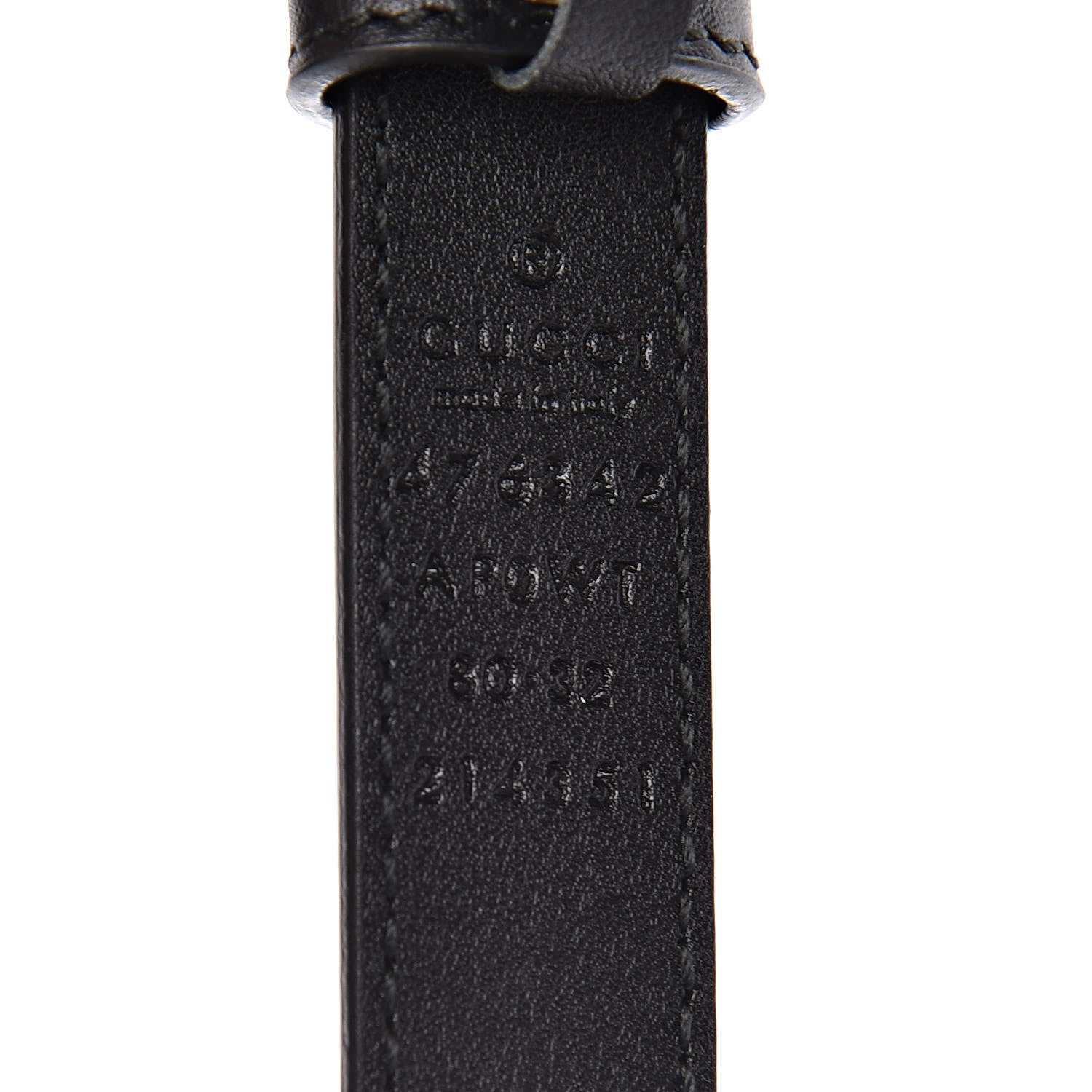 Gucci Moon Calfskin Pearl Double G 20mm Belt 80 32 Black Cream 4 of 6