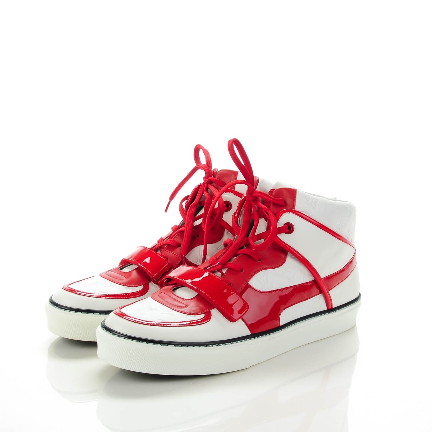 Louis Vuitton Calfskin Patent Tower High Top Sneakers 10 White Rouge 3 of 7