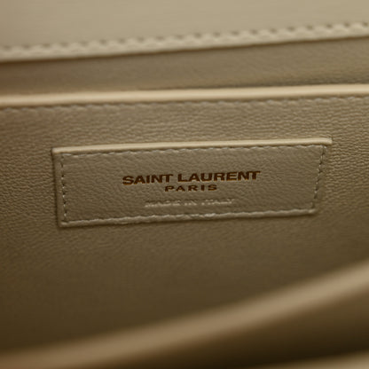 Saint Laurent Calfskin Medium Monogram Sunset Satchel Blanc Vintage 7 of 9