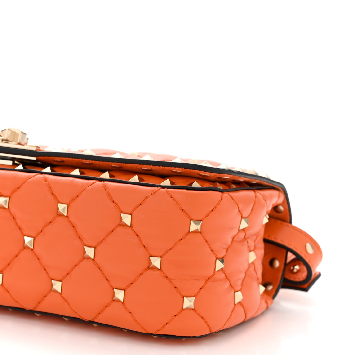 Valentino Garavani Calfskin Rockstud Spike Convertible Shoulder Bag Orange 9 of 9