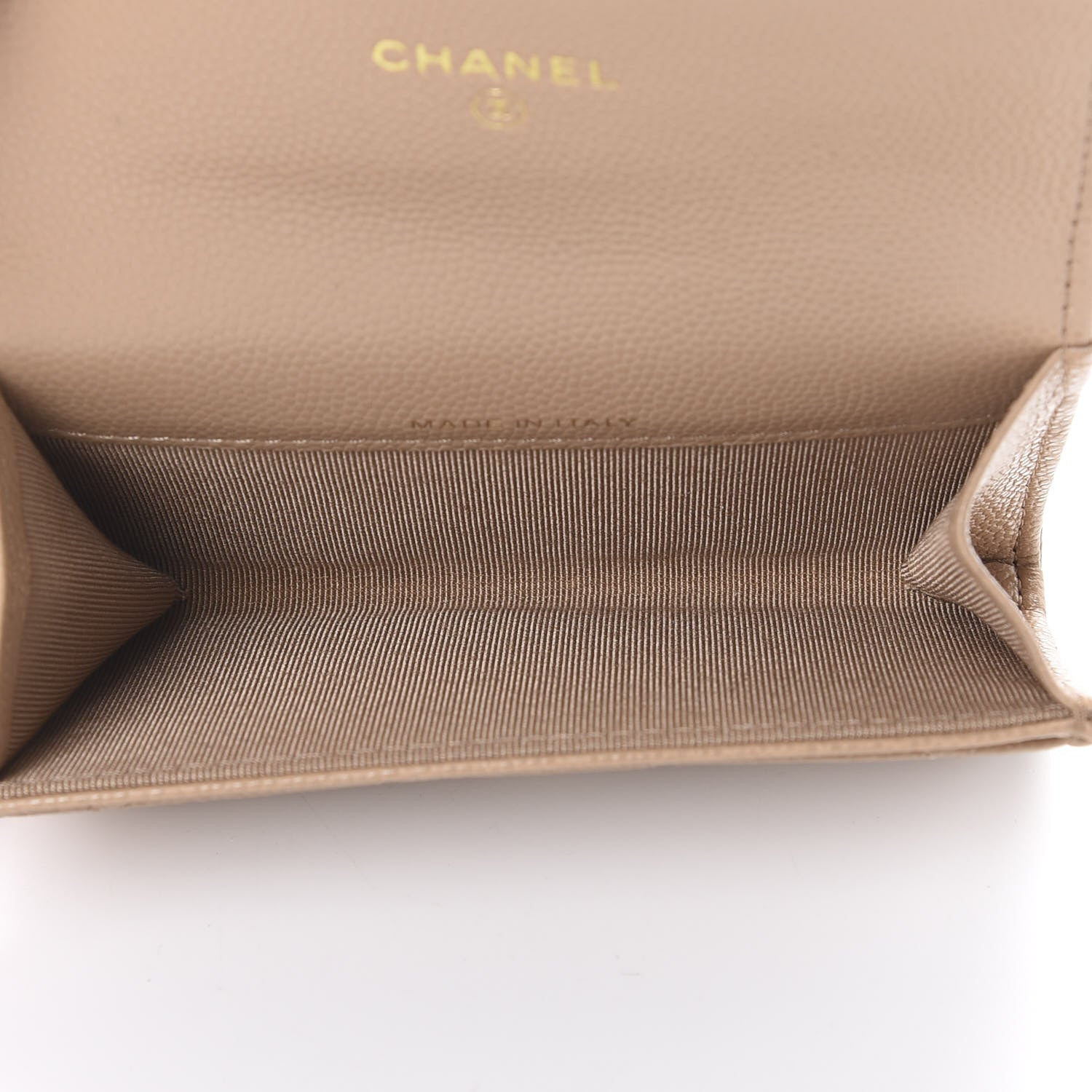 Chanel Caviar Quilted Flap Card Holder Wallet Beige 4 of 8