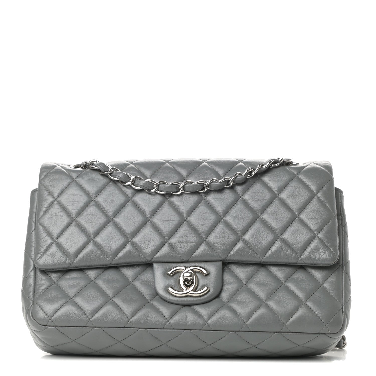 Chanel Lambskin Quilted Medium Double Flap Dark Grey 1 of 10
