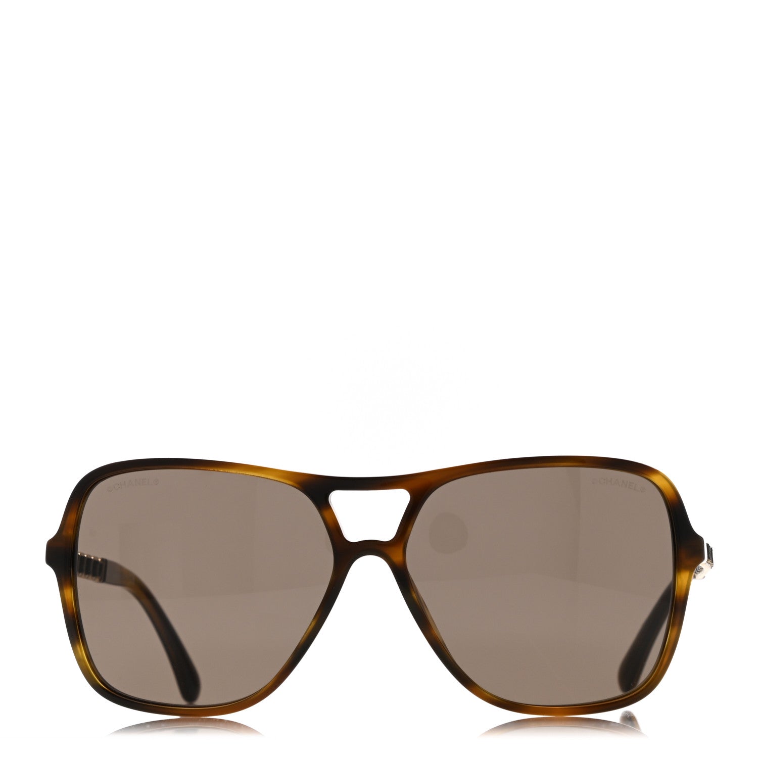 Chanel Metal Calfskin CC Chain Pilot Sunglasses 5439-Q Green