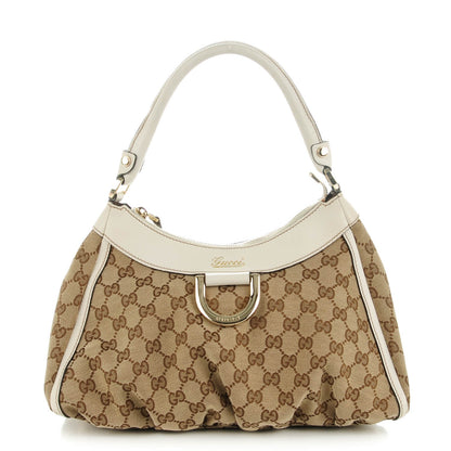 Gucci Monogram Medium D Gold Ring Hobo White 1 of 7