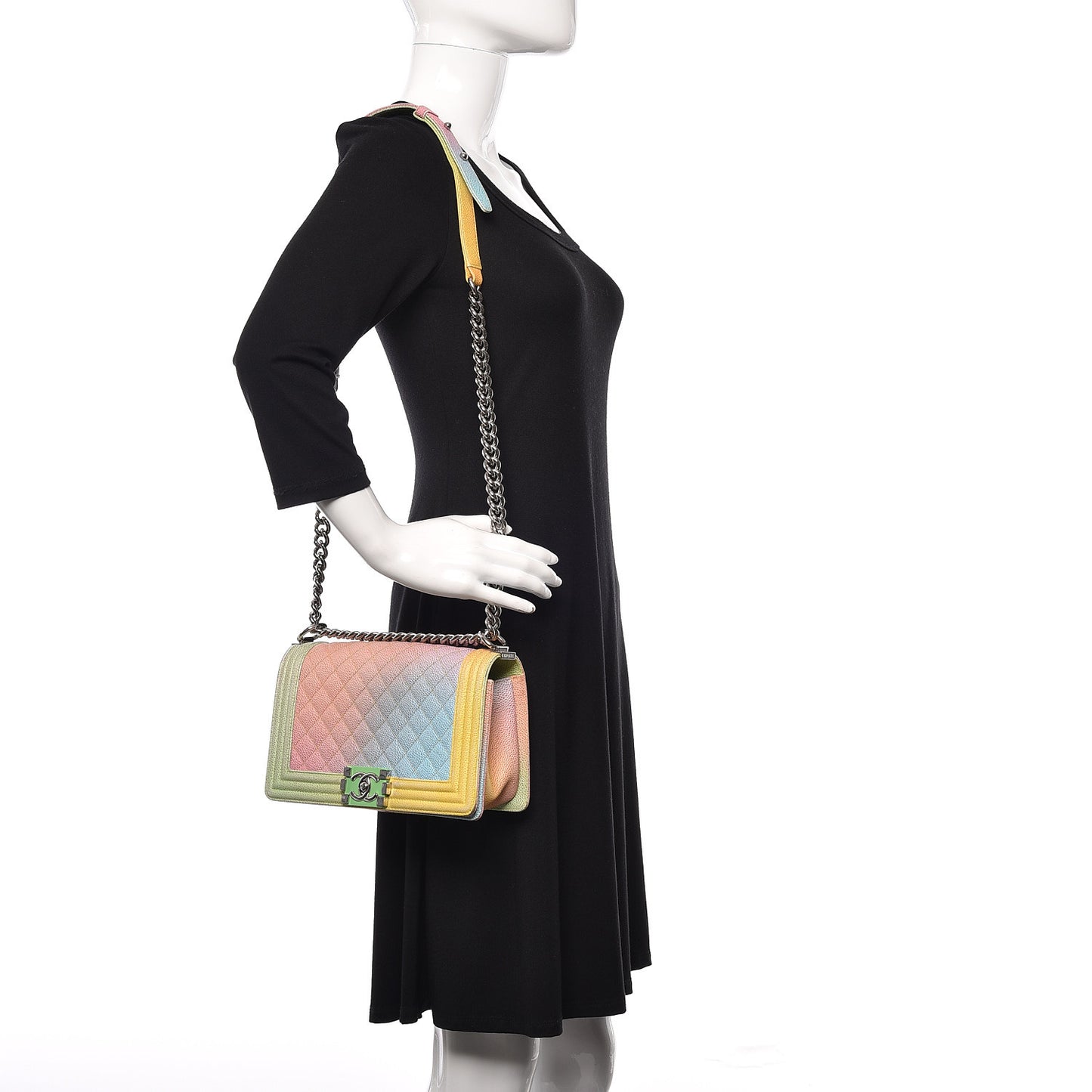 Caviar Quilted Medium Cuba Rainbow Boy Flap Multicolor