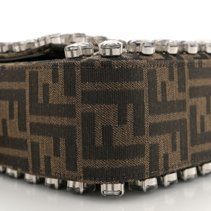 Fendi Fabric Jacquard FF 1974 Crystal Embellished Baguette Tobacco Moro Multicolor 9 of 10
