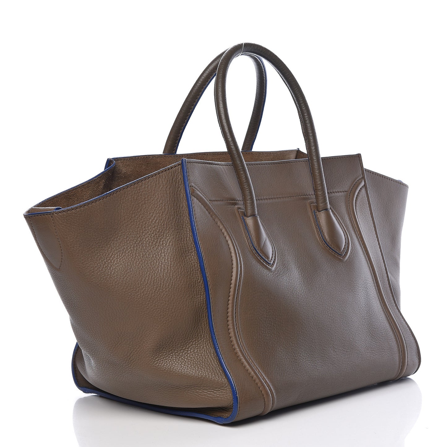 Supple Calfskin Medium Phantom Luggage Khaki Cobalt Trim
