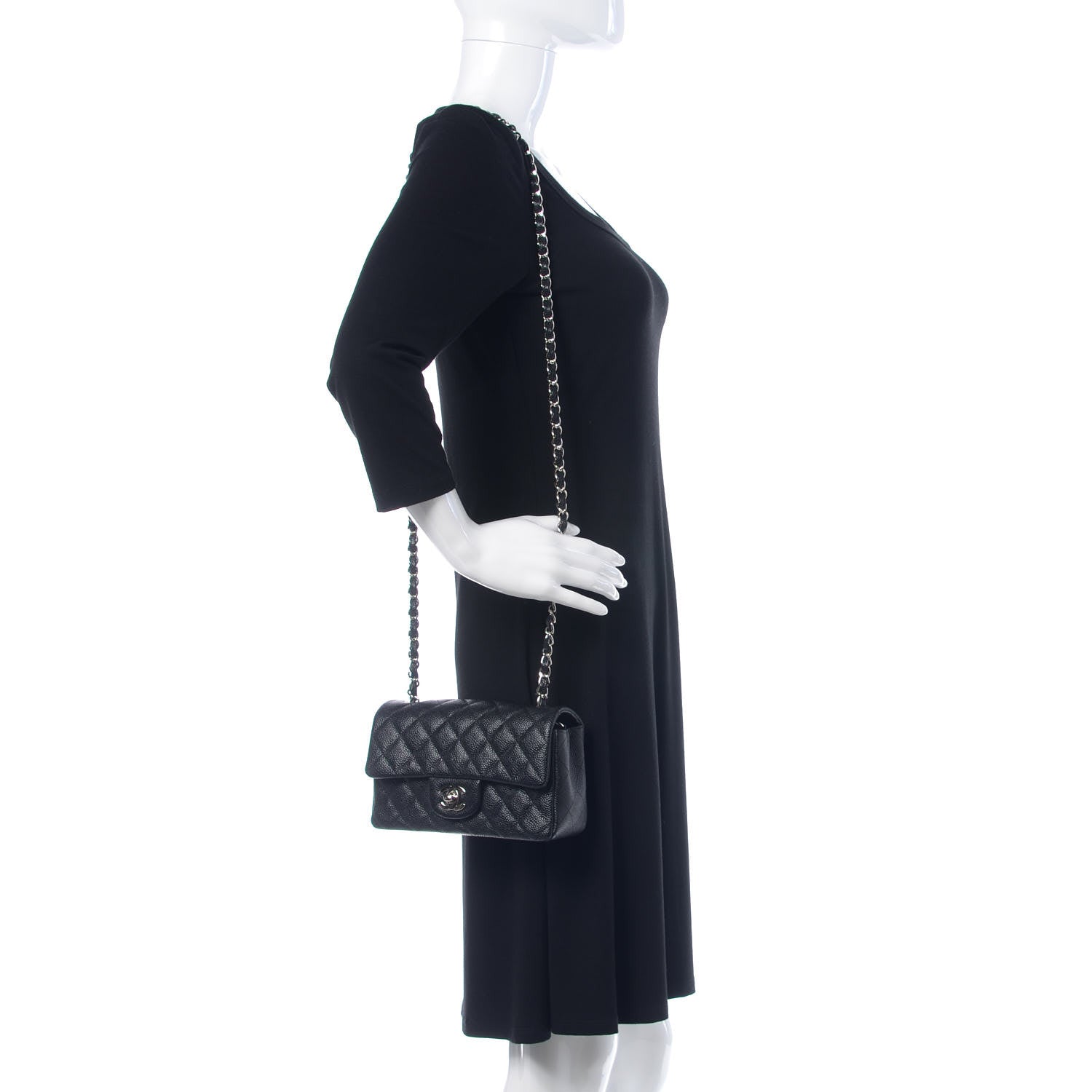 Chanel Iridescent Caviar Quilted Mini Rectangular Flap Black 2 of 8