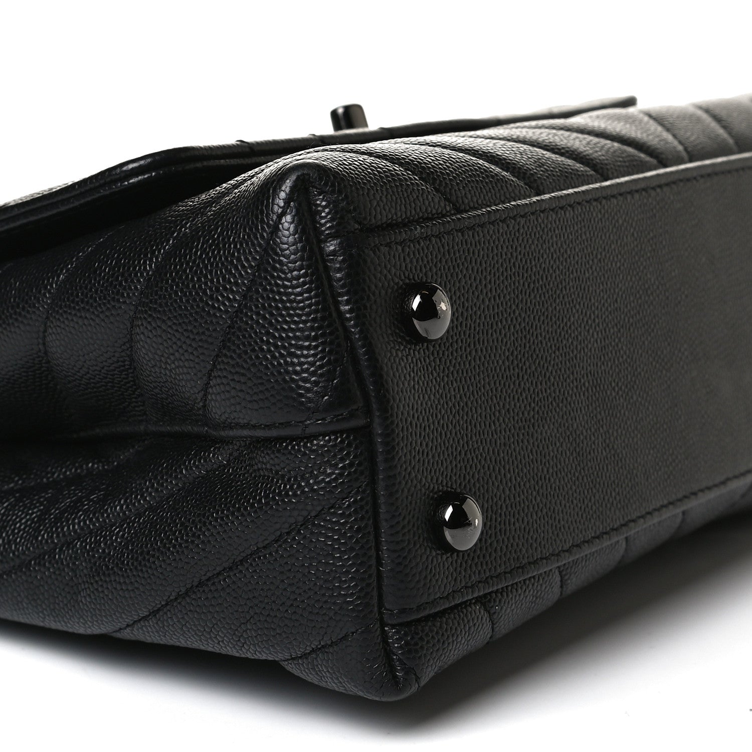 Chanel Caviar Chevron Quilted Mini Coco Handle Flap So Black 10 of 13
