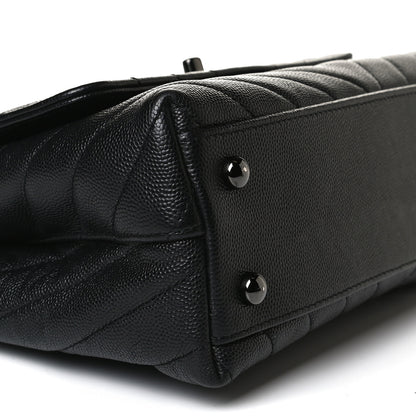 Chanel Caviar Chevron Quilted Mini Coco Handle Flap So Black 10 of 13