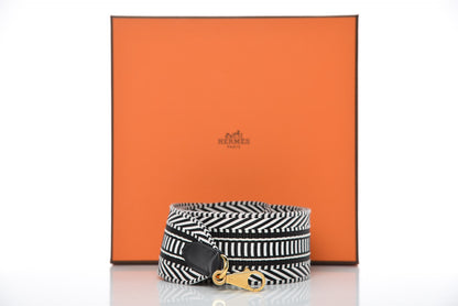 Hermes Toile Swift 50mm Sangle Cavale Shoulder Strap Black Ecru 6 of 6
